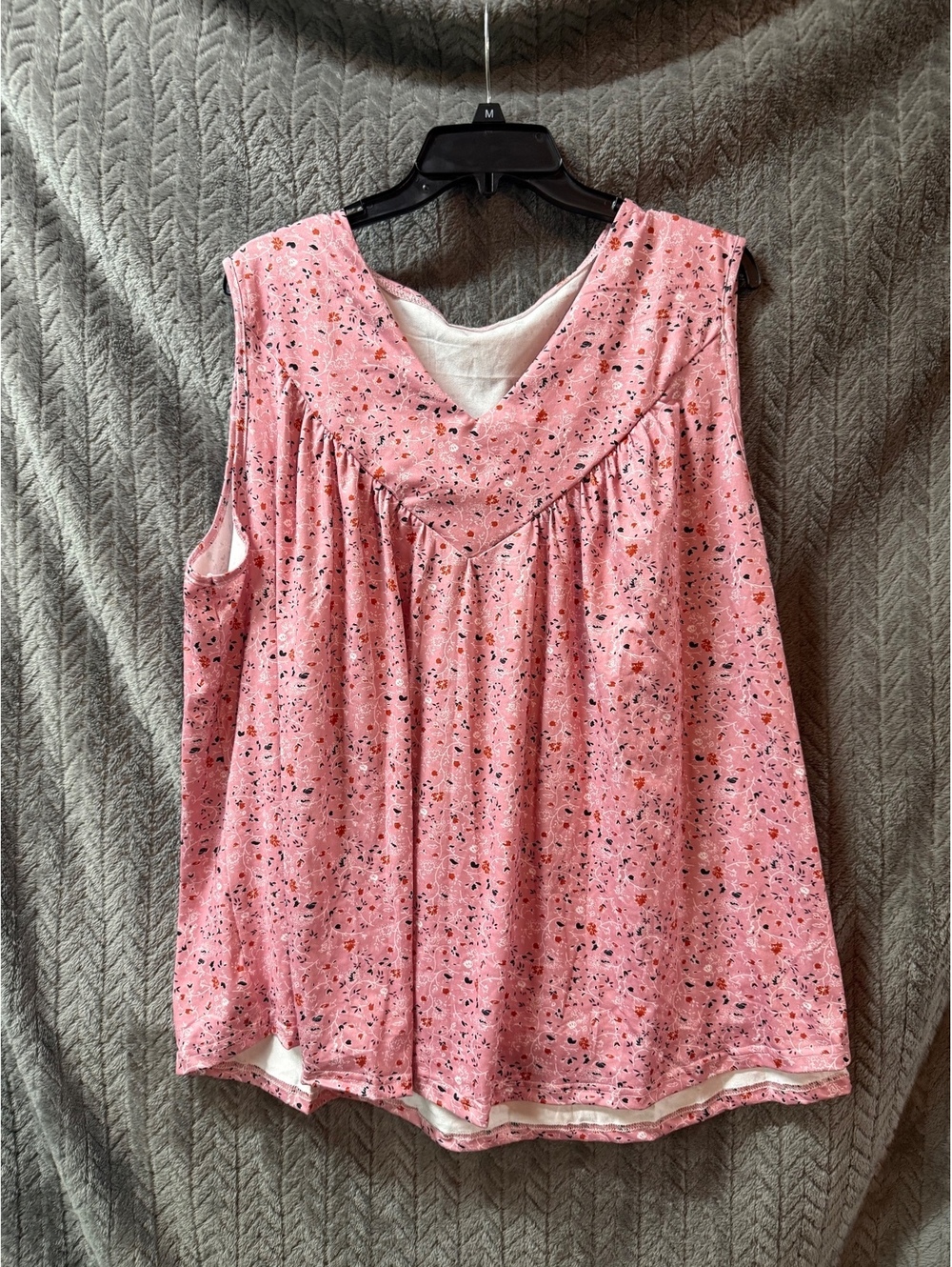 Pink Sleeveless Floral Print Blouse Size 2XL